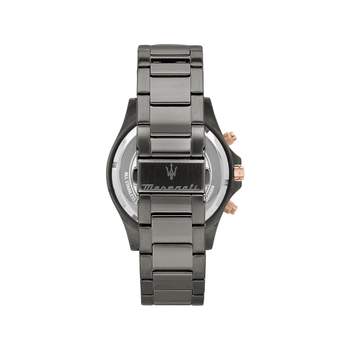 MASERATI men's watch with dark grey stainless steel bracelet
