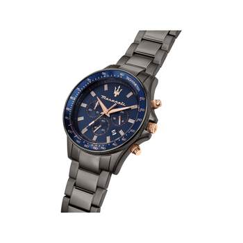 MASERATI men's watch with dark grey stainless steel bracelet