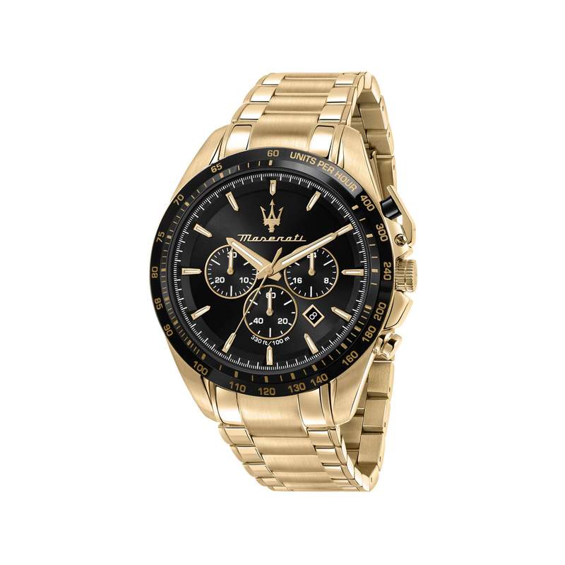 Montre MASERATI homme bracelet acier inoxydable doré jaune - vue 1