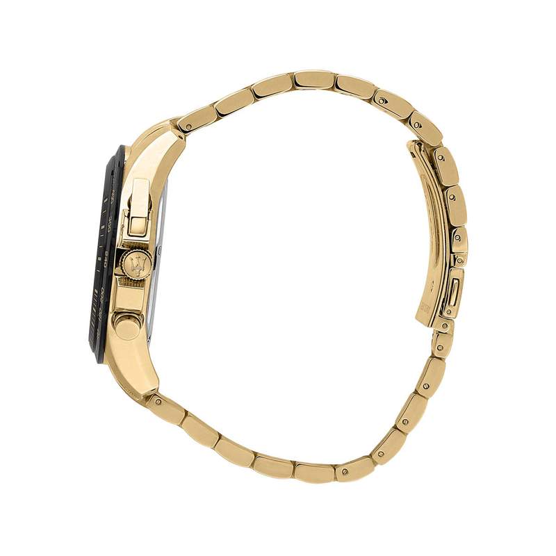 Montre MASERATI homme bracelet acier inoxydable doré jaune - vue 2