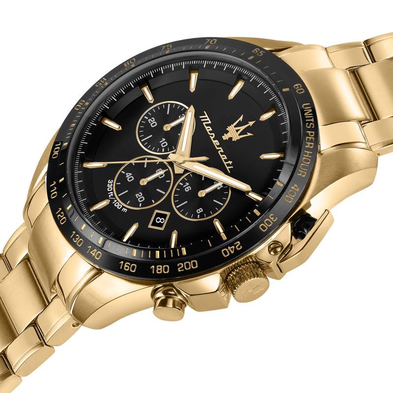 Montre MASERATI homme bracelet acier inoxydable doré jaune - vue D1