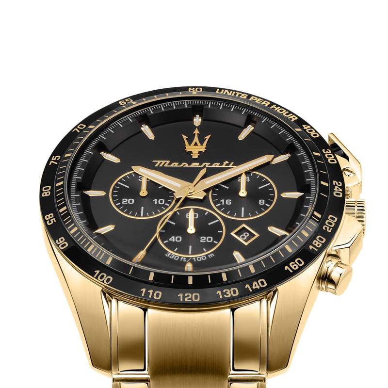 Montre MASERATI homme bracelet acier inoxydable doré jaune - vue D2