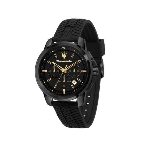 Montre MASERATI acier noir homme bracelet caoutchouc noir