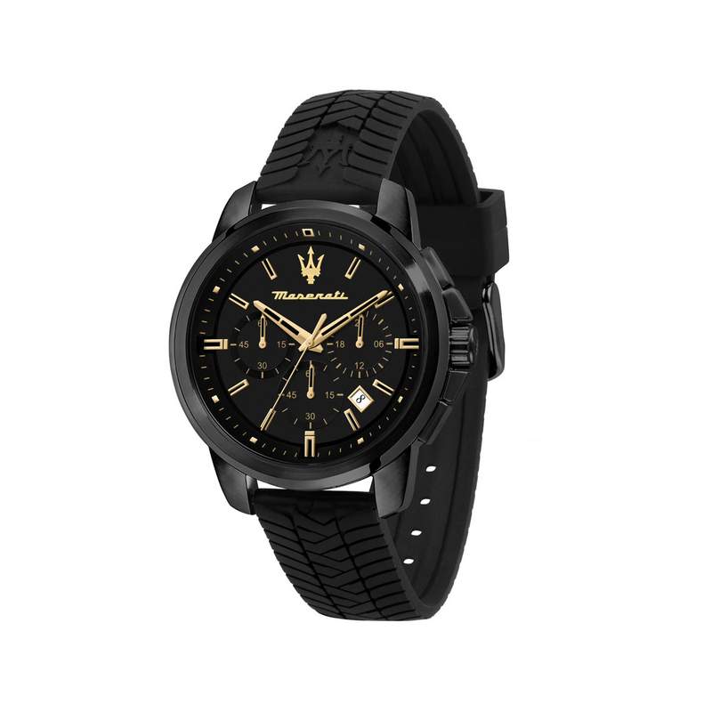 Montre MASERATI acier noir homme bracelet caoutchouc noir - vue 1