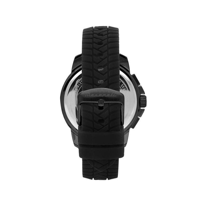 Montre MASERATI acier noir homme bracelet caoutchouc noir - vue 3