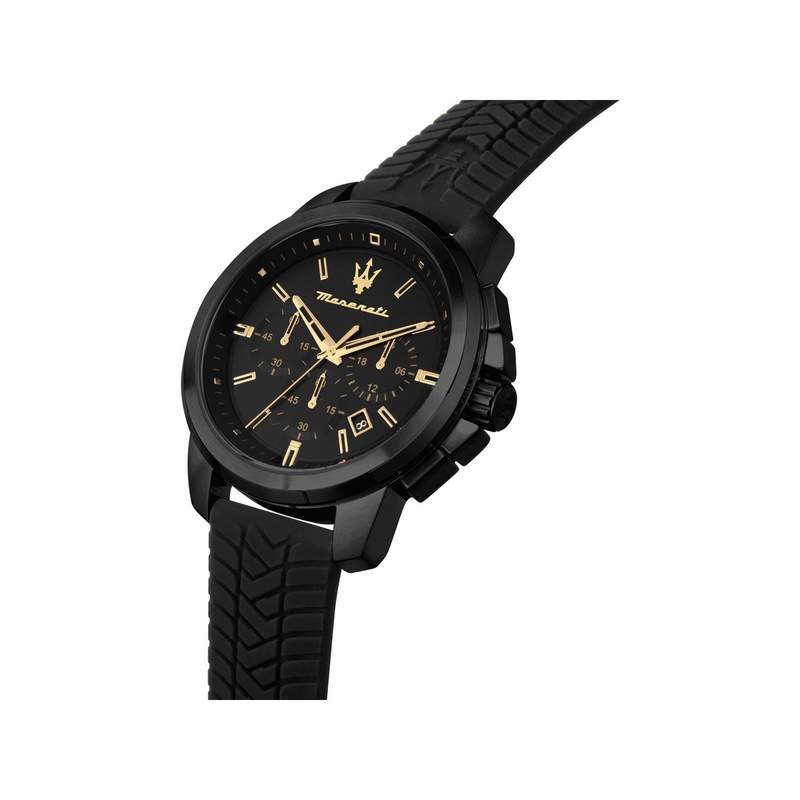 Montre MASERATI acier noir homme bracelet caoutchouc noir - vue 4