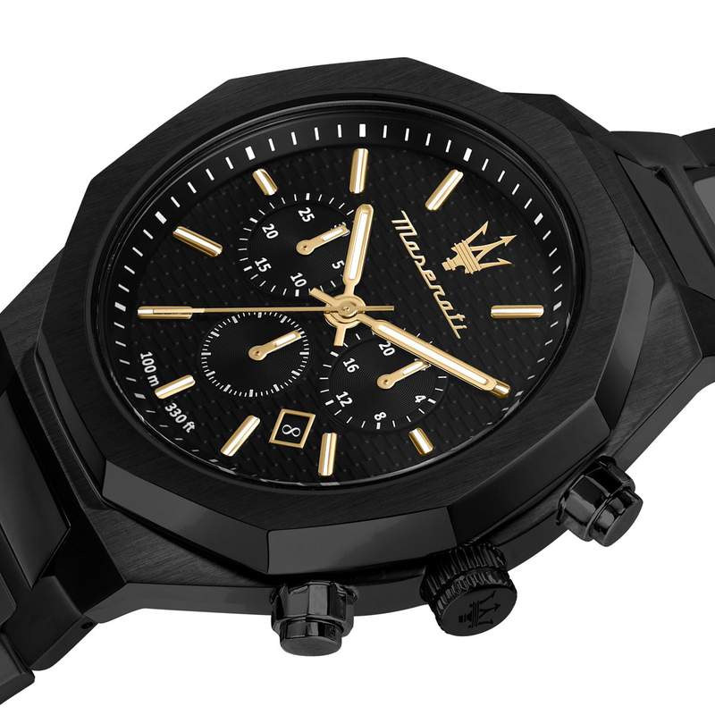 Montre MASERATI homme bracelet acier noir - vue D1