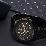 Montre MASERATI homme bracelet acier noir - vue D2