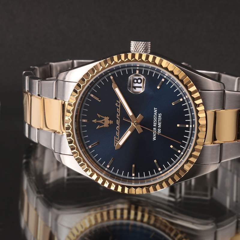 MASERATI men's watch with steel bracelet, two-tone yellow - view D2