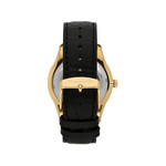 Montre MASERATI homme automatique acier doré jaune bracelet cuir noir - vue 3