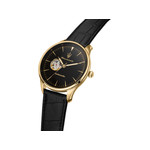 Montre MASERATI homme automatique acier doré jaune bracelet cuir noir - vue 4