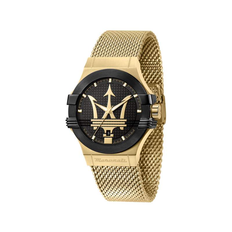 Montre MASERATI homme bracelet acier inoxydable doré jaune - vue 1
