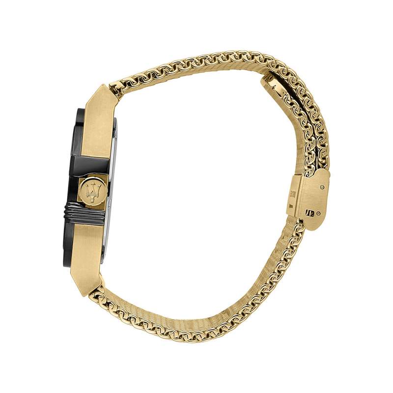 Montre MASERATI homme bracelet acier inoxydable doré jaune - vue 2