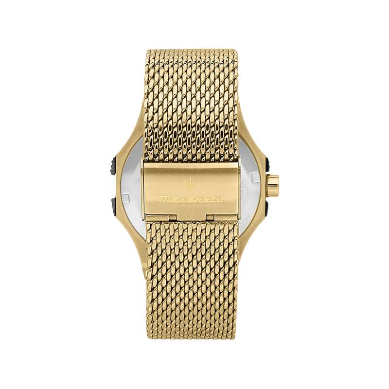 Montre MASERATI homme bracelet acier inoxydable doré jaune - vue 3
