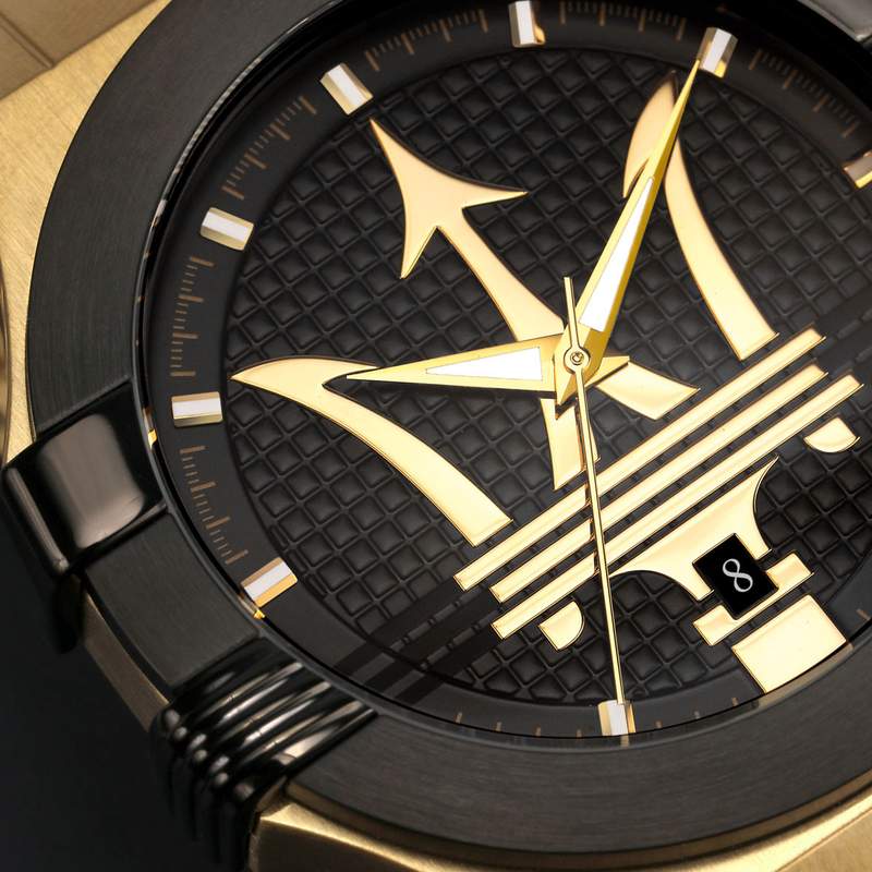 Montre MASERATI homme bracelet acier inoxydable doré jaune - vue D1