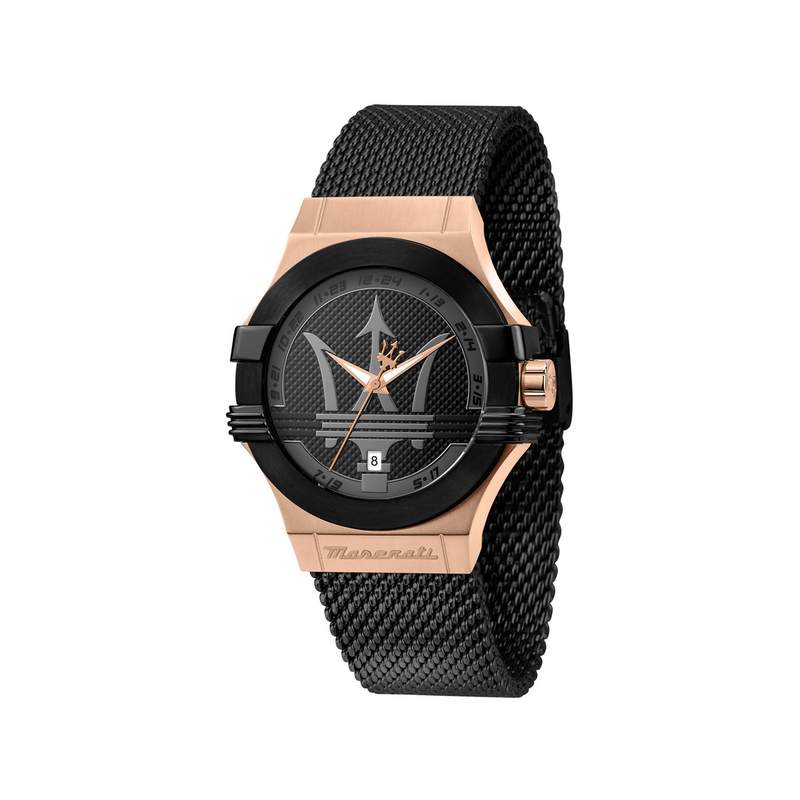 Montre MASERATI homme acier doré jaune bracelet acier  noir - vue 1
