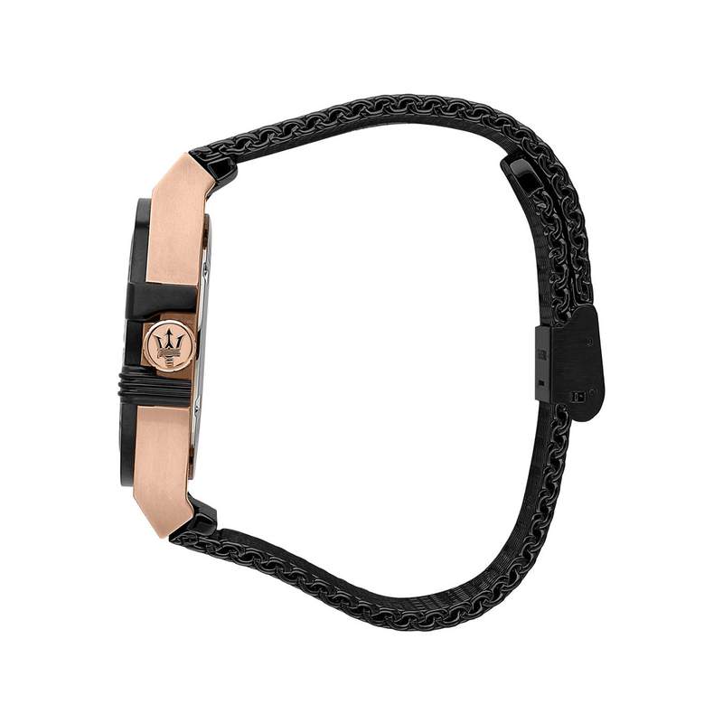 Montre MASERATI homme acier doré jaune bracelet acier  noir - vue 2