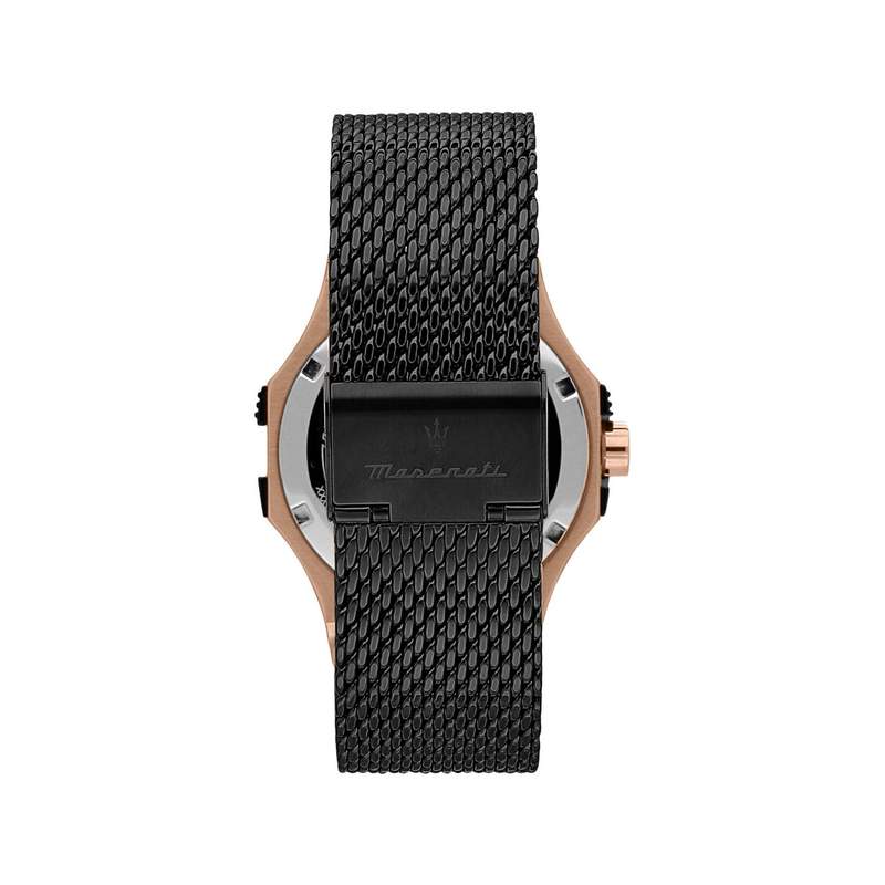 Montre MASERATI homme acier doré jaune bracelet acier  noir - vue 3
