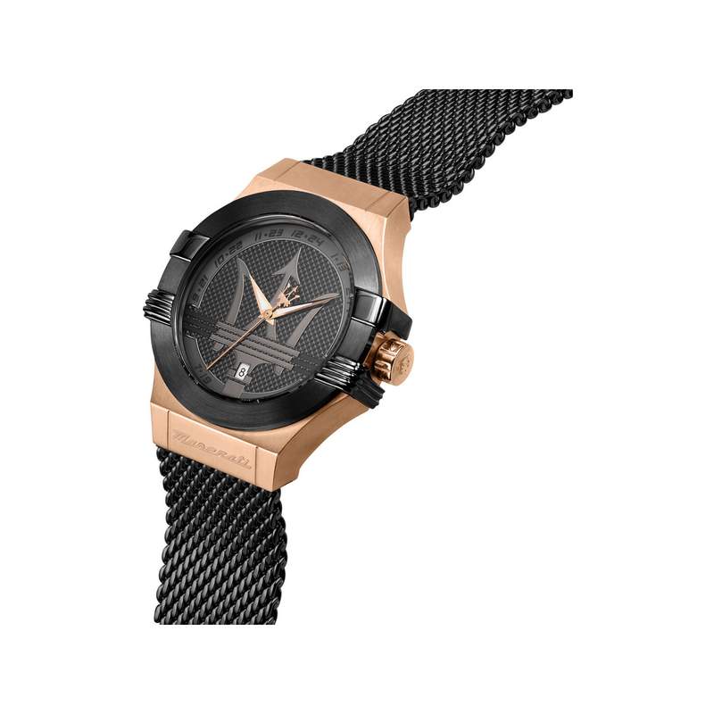 Montre MASERATI homme acier doré jaune bracelet acier  noir - vue 4