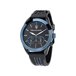 Montre MASERATI homme acier bleu bracelet caoutchouc bicolore bleu - vue 1