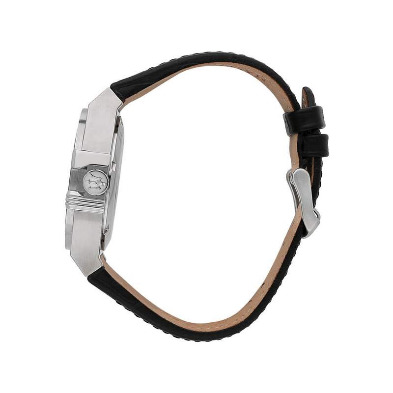 Montre MASERATI homme automatique acier bracelet cuir noir - vue 2