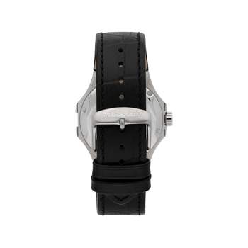 MASERATI herenhorloge van automatisch roestvrij staal met zwarte leren band