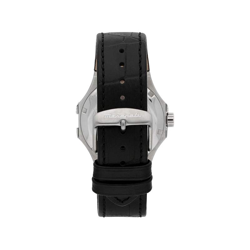 Montre MASERATI homme automatique acier bracelet cuir noir - vue 3
