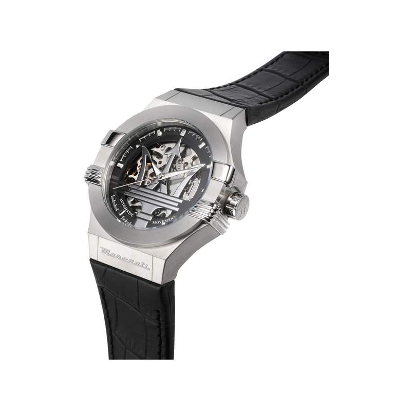 Montre MASERATI homme automatique acier bracelet cuir noir - vue 4