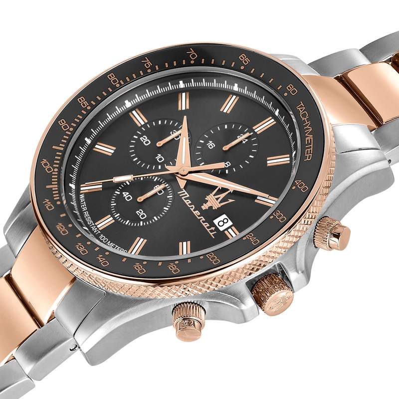 Montre MASERATI homme bracelet acier inoxydable bicolore rose - vue D1