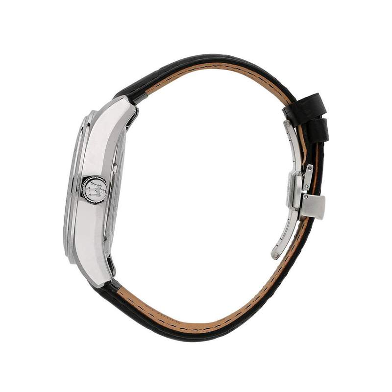 Montre MASERATI homme automatique acier bracelet cuir noir - vue 2
