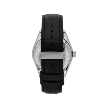 MASERATI herenhorloge van automatisch roestvrij staal met zwarte leren band