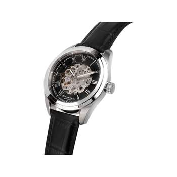MASERATI herenhorloge van automatisch roestvrij staal met zwarte leren band