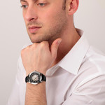 Montre MASERATI homme automatique acier bracelet cuir noir - vue porté 1