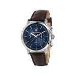 Montre MASERATI homme acier bracelet cuir marron - vue 1