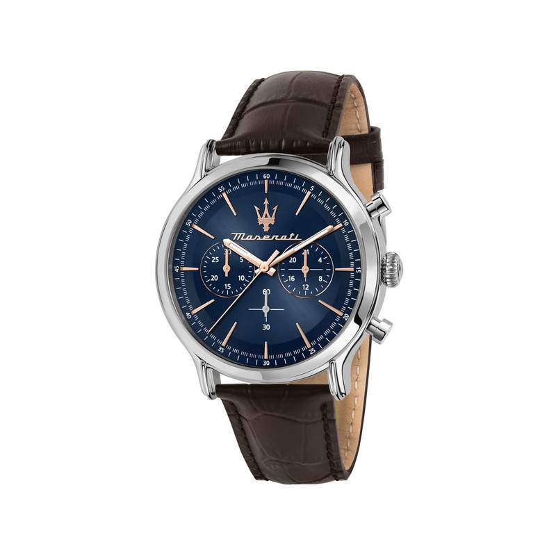Montre MASERATI homme acier bracelet cuir marron - vue 1