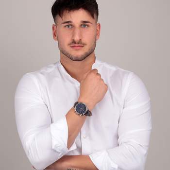 MASERATI herenhorloge van roestvrij staal met bruine leren band