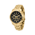 Montre MASERATI homme bracelet acier inoxydable doré jaune - vue 1