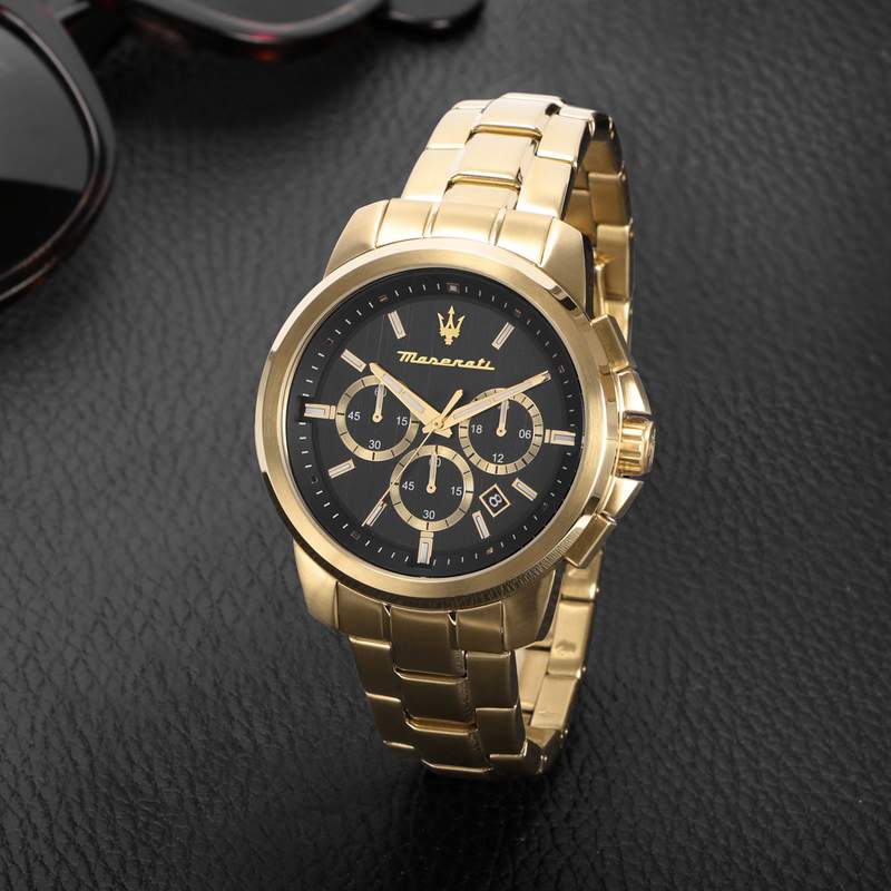 Montre MASERATI homme bracelet acier inoxydable doré jaune - vue D2