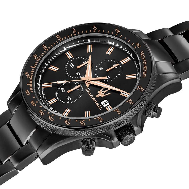 Montre MASERATI homme bracelet acier inoxydable noir - vue D1