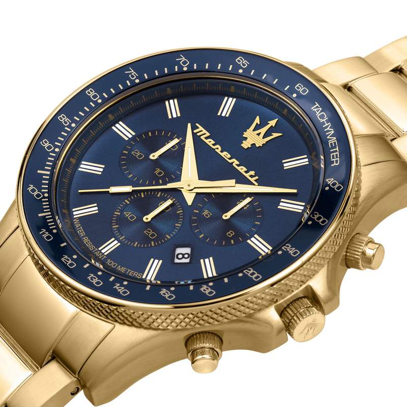Montre MASERATI homme bracelet acier inoxydable doré jaune - vue D1