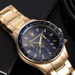 Montre MASERATI homme bracelet acier inoxydable doré jaune - vue D2