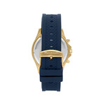 Montre MASERATI homme acier doré jaune bracelet silicone bleu - vue 3