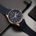Montre MASERATI homme acier doré jaune bracelet silicone bleu - vue D2