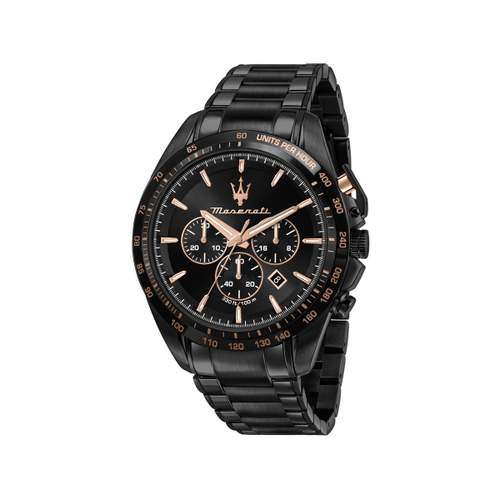 MASERATI men's watch with black stainless steel bracelet
