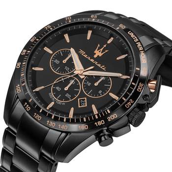 MASERATI herenhorloge met zwarte roestvrijstalen armband