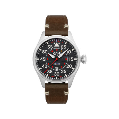 Montre AVI-8 Hawker Hurricane homme acier bracelet cuir marron. Edition limitée. - vue 1