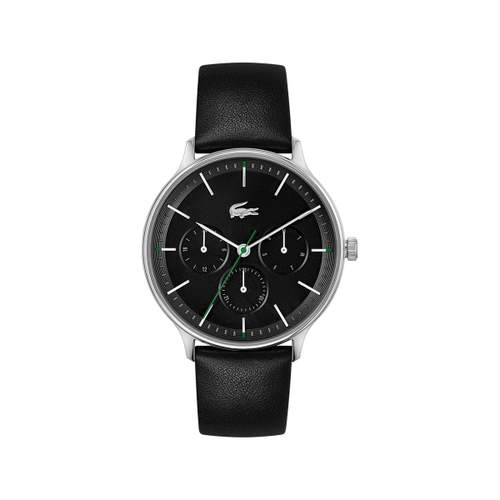 LACOSTE Lacoste Club men's watch steel black leather strap