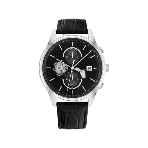 Montre TOMMY HILFIGER Weston homme acier bracelet cuir noir