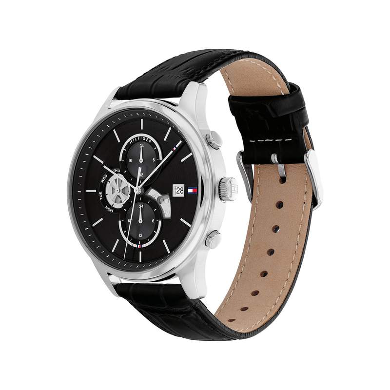 Montre TOMMY HILFIGER Weston homme acier bracelet cuir noir - vue 2