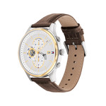 Montre TOMMY HILFIGER Weston homme acier doré jaune bracelet cuir marron - vue 2